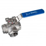 3 WAY BALL VALVE FEMALE THREADED STAINLESS STEEL - 1" (FNPT X FNPT X FNPT)