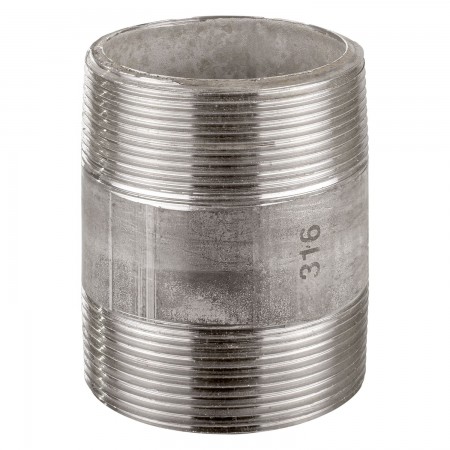 MAMELON CÉDULE 40 FILETÉ MÂLE INOX 316 - 2" X 3" (MNPT X MNPT)