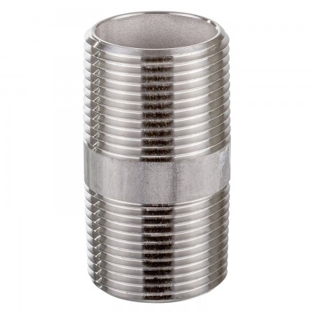 MAMELON CÉDULE 40 FILETÉ MÂLE INOX 316 - 1 1/4" X 2 1/2" (MNPT X MNPT)