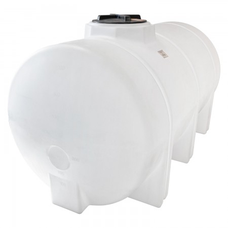 HORIZ. PLASTIC TANK - 603 GAL (725 GAL.US) - 49" DIA X 54" H X 101 LG X 16" OPENING X 2" DRAIN-WHITE