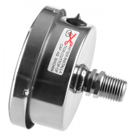 CADRAN PRESSION GLYCERINE INOX - 2 1/2" - 0@200 PSI - SORTIE 1/4" MNPT DERRIÈRE
