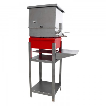 EMBOUTEILLEUSE PROPANE PIED INOX-INCL.PANNE 16"X16",BRÛLEUR,PIED,TABLETTE,SUPP FILTRE,COUV,VALVE+EMB
